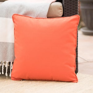 15 x 15 inch Orange Square Outdoor Throw Pillow, Waterproof Decorative Pillow for Patio Furniture
