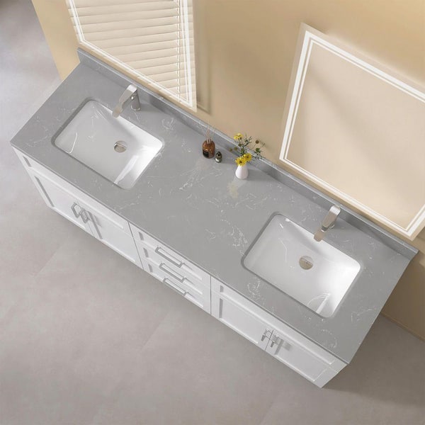 NTQ Gudt 72 in. W x 22 in. D Engineered Stone Vanity Top