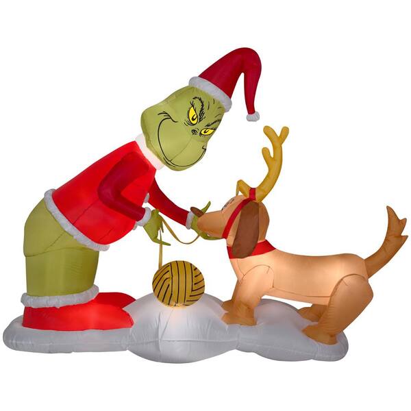 Airblown 5.12 ft. H x 6.5 ft. W Inflatable Holiday Grinch and Max Scene
