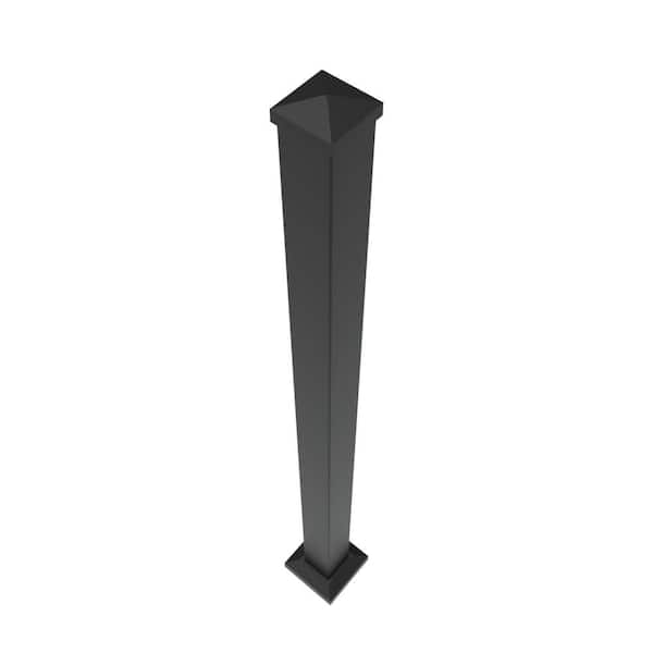Barrette Outdoor Living VersaRail 2.5 in. x 2.5 in. x 45 in. Matte Black Heavy-Duty Aluminum Rail Post with Trim