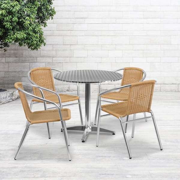 Carnegy Avenue Gray 5-Piece Metal Round Outdoor Bistro Set
