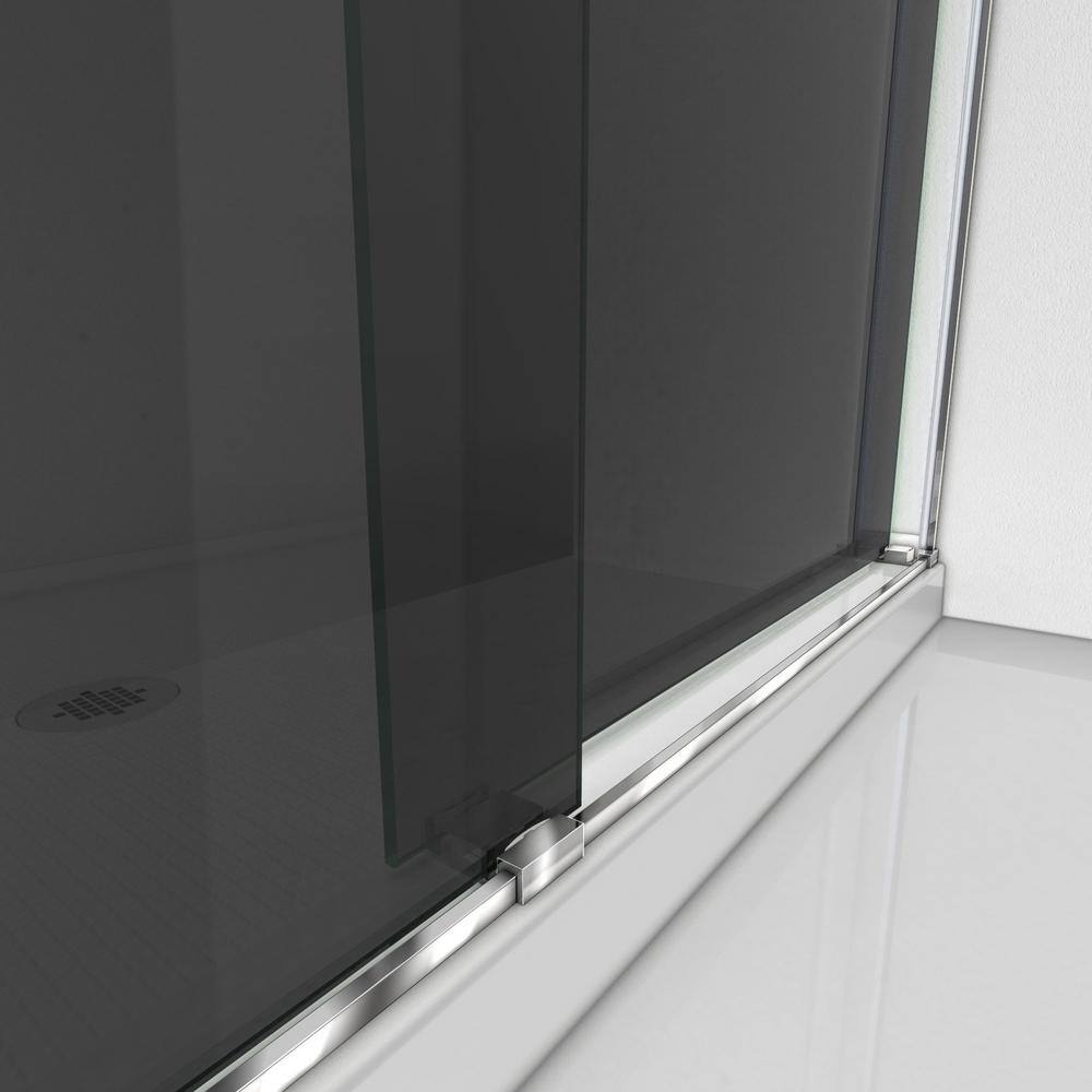 Smoke Gray Frameless Glass Bypass Shower Door with Chrome Finish