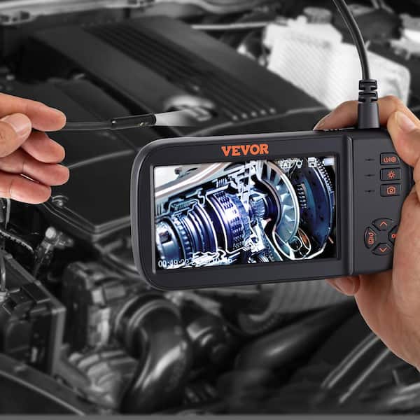 3-Lens Borescope Inspection Camera 4.5 in. Screen Endoscope Sewer Camera with Drain Snake 10-LED Light for Auto Plumbing