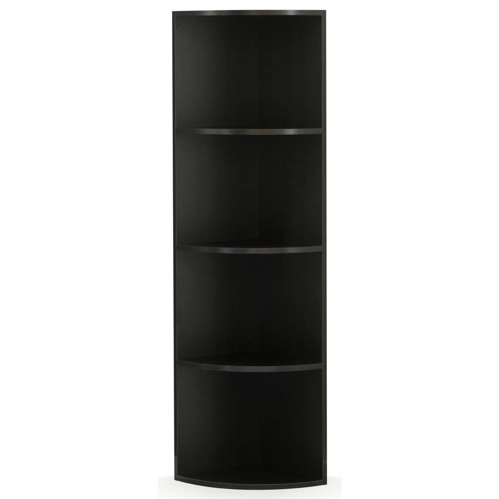 Basicwise Black/wood MDF 3 -Shelf Corner Bookcase ( 11.75-Inches W x 51-Inches H x 11.75-Inches D ) Finished