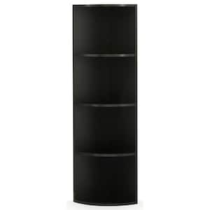 51 in. Black MDF 4-Tier Shelves Wall Corner Wooden Bookcase