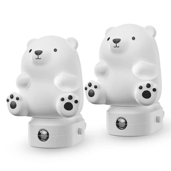 3D Bear Plug-in Night Light for Kids, RGB + 3000K, Dusk to Dawn Sensor, 3 Modes, Nursery and Gift Room Decor(2-Pack)