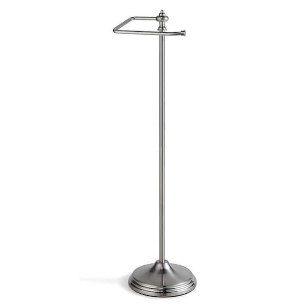 Dracelo Freestanding Toilet Paper Holder Raised Base Roll Storage Dispenser in Satin Nickel