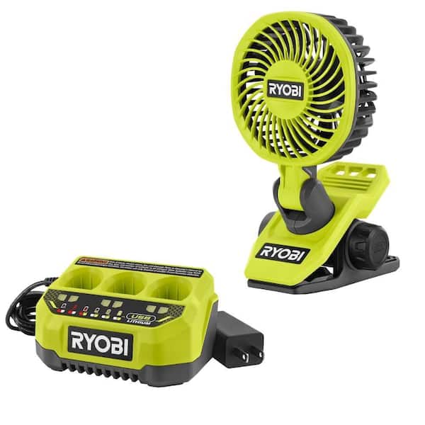 USB Lithium 3-Port Charger with USB Lithium Cordless Clamp Fan (Tool Only)