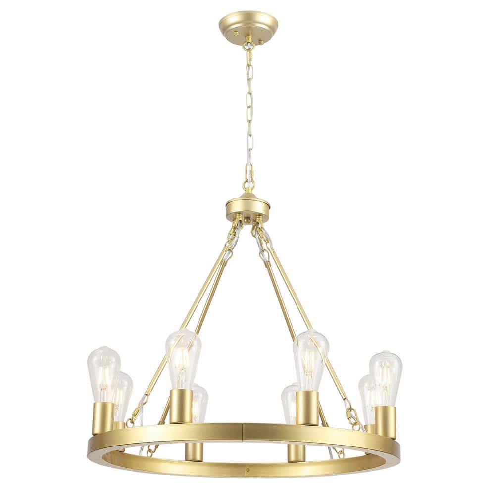8-Light Gold Wagon Wheel Chandelier for Farmhouse Kitchen Island with no Bulbs Included price history on PriceWatchPro