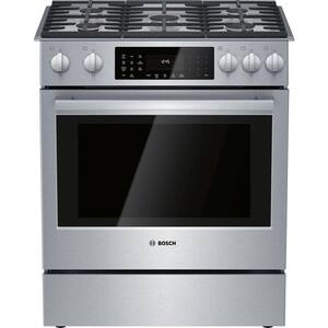 Benchmark Series 30 in. 4.6 cu. ft. Slide-In Dual Fuel Range with Gas Stove and Electric Oven in Stainless Steel