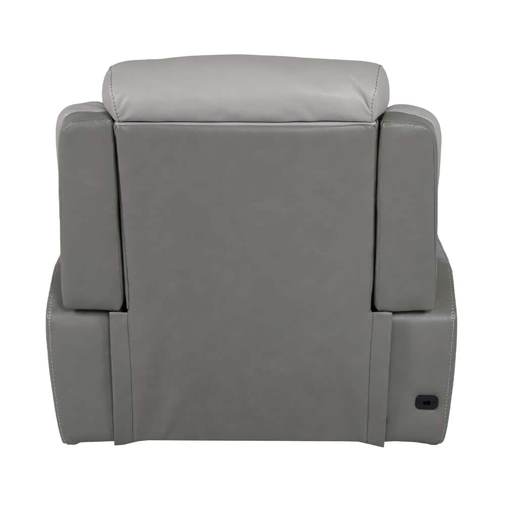 Rosalyn Gray Leather Zero Gravity Recliner with Metal Frame