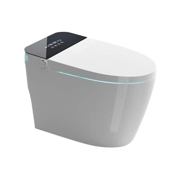 Elongated Bidet Toilet 1.28 GPF in White with Heated Seat, Auto Flush, Foot Sensor