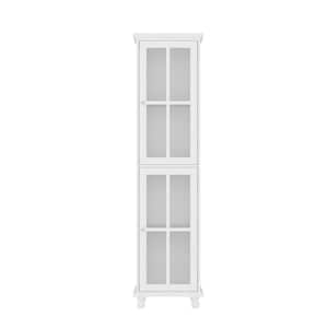 White 70 in. H Accent Storage Cabinet Office Storage Cabinet with 4-Shelves and 2 Glass Doors
