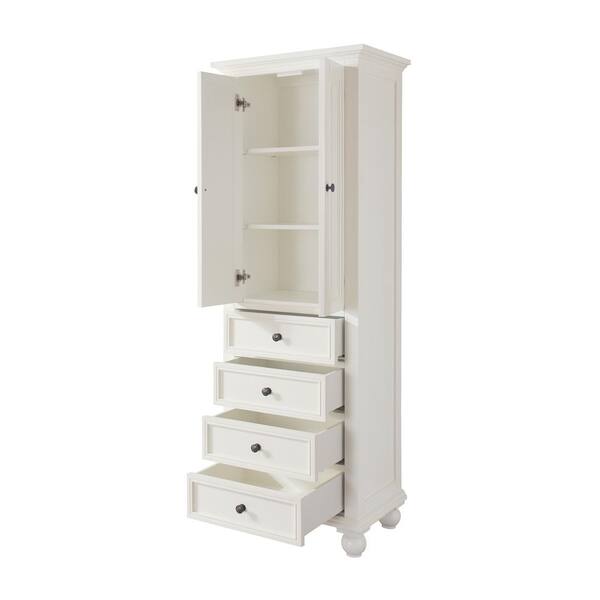 Avanity Thompson 24-in x 68-in x 16-in French White Wood Freestanding Soft Close Linen Cabinet