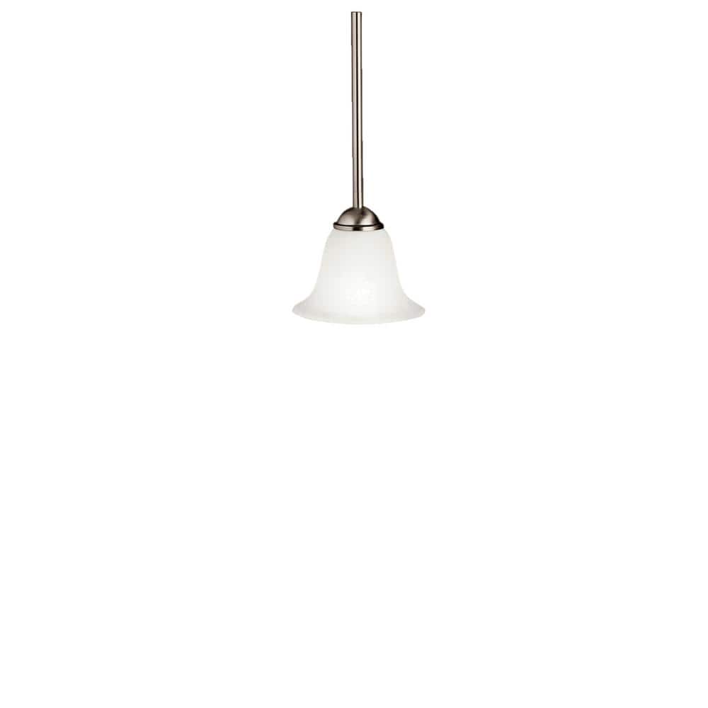 Dover Brushed Nickel Mini Pendant with Etched Glass Shade