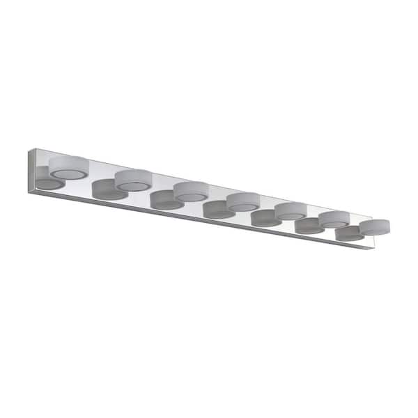 Light Pro 52 in. 7-Light Chrome LED Light Bar with Acrylic Light Shades Bathroom Wall Sconce