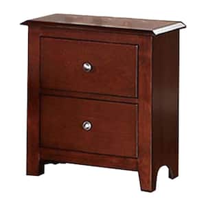 23 in. Brown 2-Drawer Wooden Nightstand