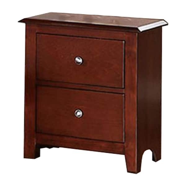 Benjara 23 in. Brown 2-Drawer Wooden Nightstand
