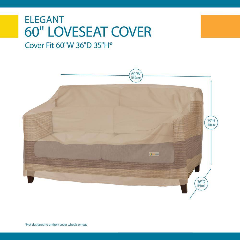 Elegant Tan Polyester Patio Loveseat Cover with Snaps