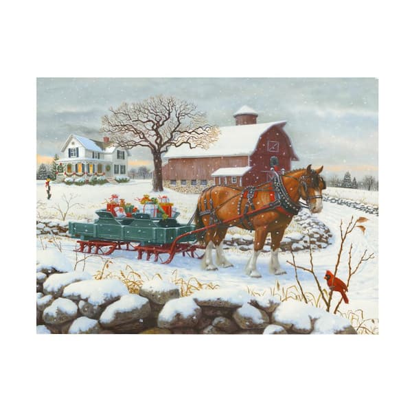 Unbranded Unframed Ruth Sanderson 'Christmas Delivery' Canvas Art - Home Photography Wall Art 35 in. x 47 in.