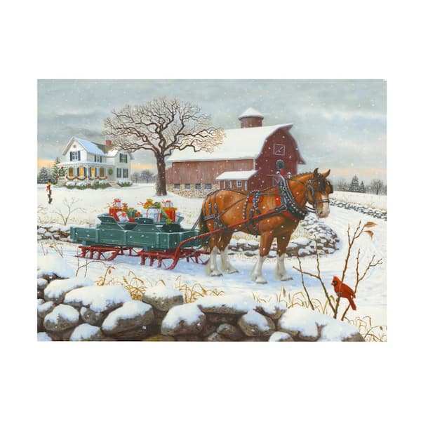 Alaterre Furniture Unframed Ruth Sanderson 'Christmas Delivery' Canvas Art - Home Photography Wall Art 18 in. x 24 in.