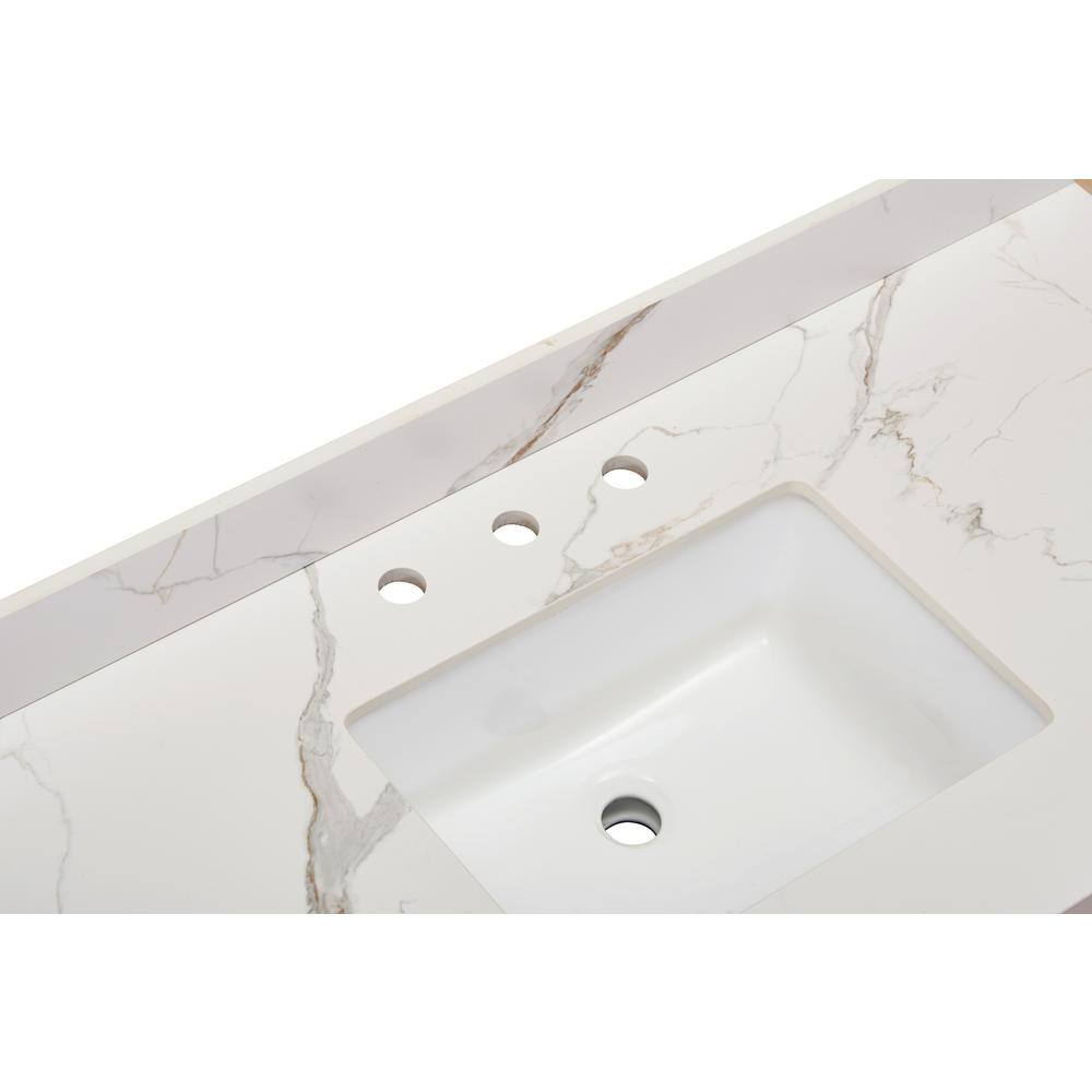 Altair 49 in. Calacatta White Stone Vanity Top with Ceramic Sink