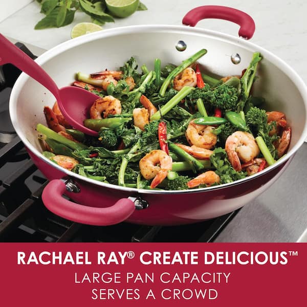 Rachael Ray 11-inch Nonstick Square Griddle Pan, Aluminum, Red, Cook + Create Collection