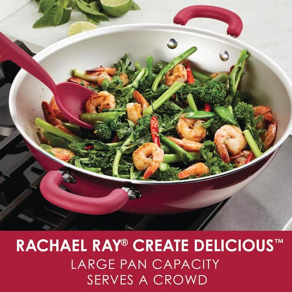 Rachael Ray 6 Qt Create Delicious Aluminum Nonstick Stockpot, Red Shimmer 