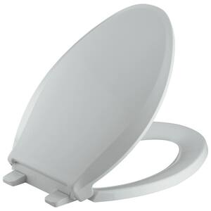 Cachet Quiet-Close Elongated Closed-Front Toilet Seat with Grip-Tight Bumpers in Ice Grey