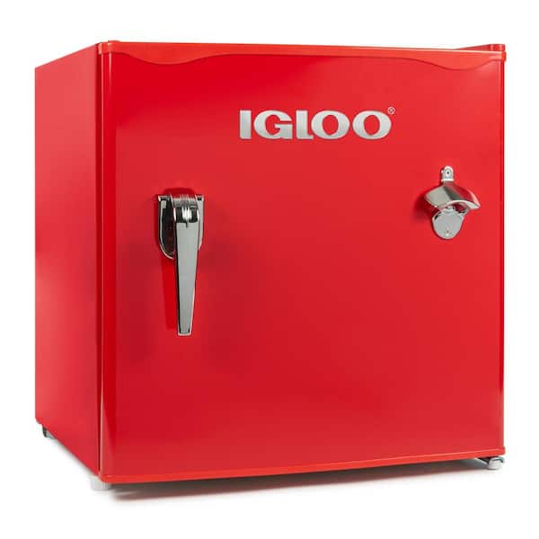 IGLOO 1.6 cu. ft. Classic Mini Fridge Freezer with Chrome Handle and Bottle Opener, Red
