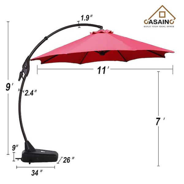 CASAINC 11 ft. Cantilever Patio Umbrella Large Outdoor Heavy Duty