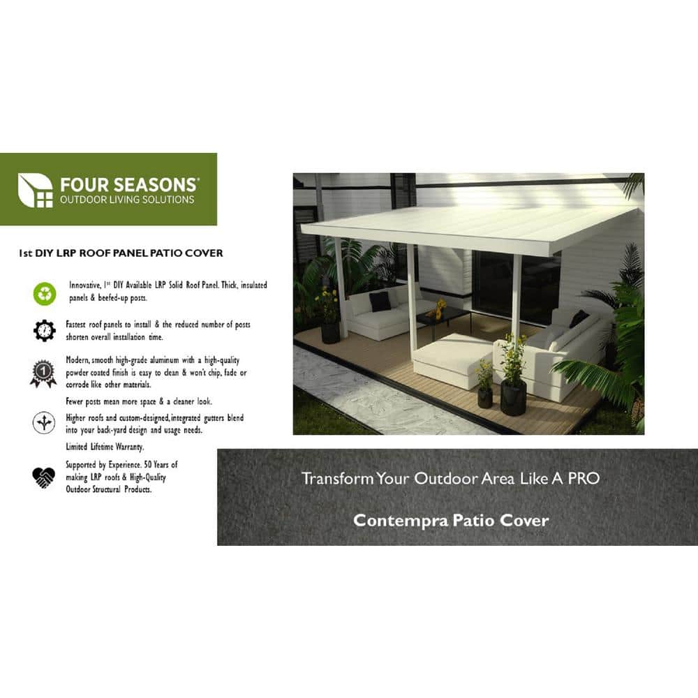 White Aluminum 16' x 10' Insulated Roof Patio Cover