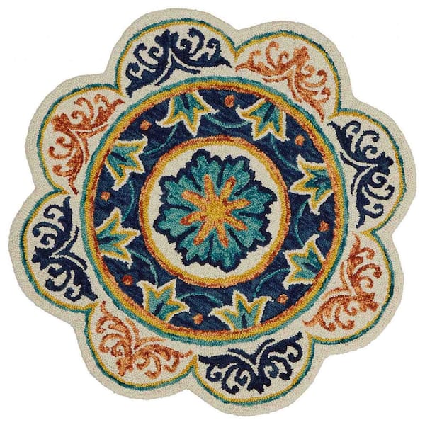 Bernadette Ivory 4 ft. Round Area Rug