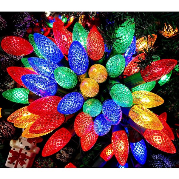 100 ft. 50 LED Faceted Steady C9 Outdoor Multi Color Christmas String Light