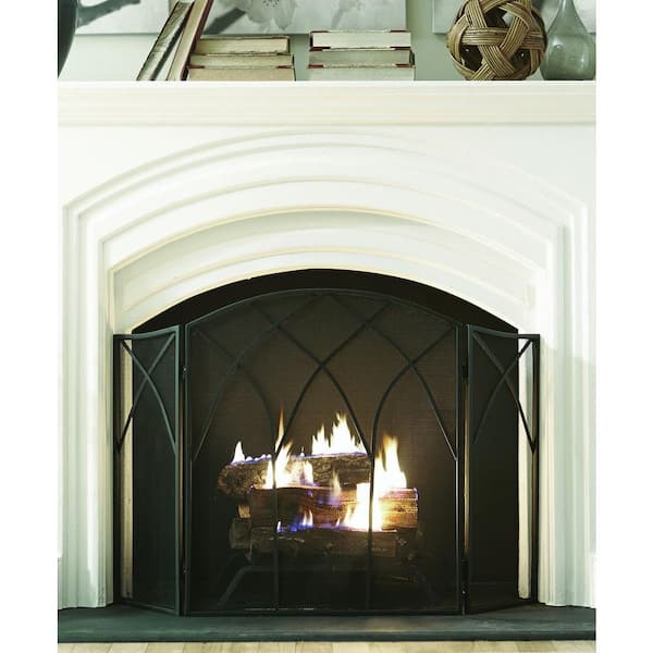 Details about   Arched 3-Panel Fireplace Screen Victorian Gothic Freestanding Steel Mesh Black 