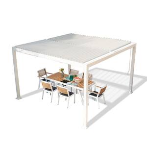 Elizabeth 12 ft. x 12 ft. White Aluminum Outdoor Louvered Pergola With Water-tight Adjustable Roof