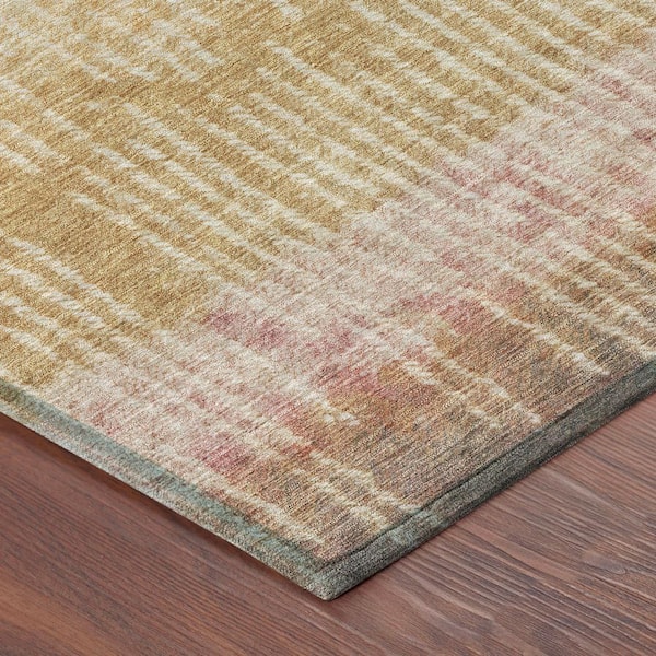 Chantille Machine Washable Indoor/Outdoor Abstract ACN2811 Wheat 8 ft. x 8 ft. Round Rug