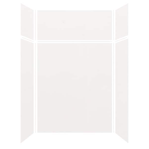 Expressions 32 in. x 60 in. x 96 in. 4-Piece Easy Up Adhesive Alcove Shower Wall Surround in White