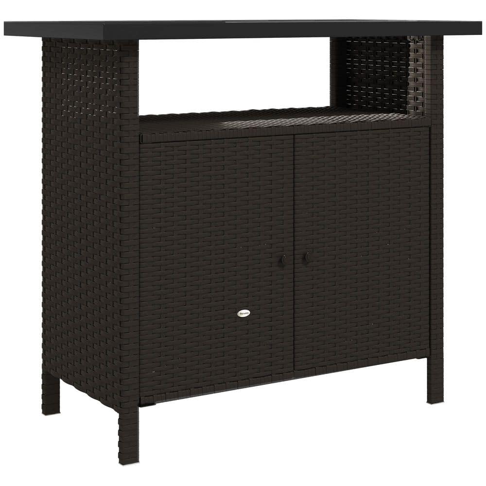 46.6 Gal. Wicker Outdoor Storage Cabinet, Deck Box, Dark Coffee