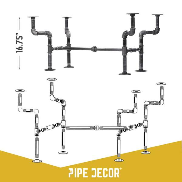 3/4 in. x 3.5 ft. L x 16.75 in. H Black Steel Pipe Streetlights Design Coffee Table Kit 3/4 in. x 3.5 ft. L x 16.75 in. H Black Steel Pipe Streetlights Design Coffee Table Kit