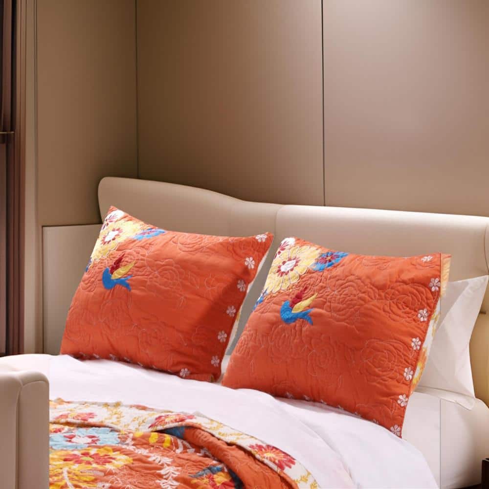 King Size Multicolor Embroidered Cotton Polyester Pillow Sham