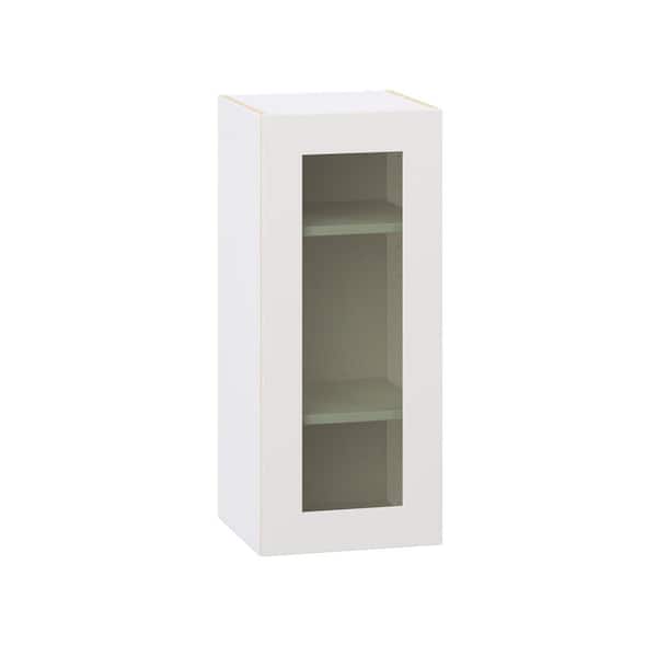 J COLLECTION Roseland 15 in. W x 14 in. D x 35 in. H Assembled Shaker Glass Door Specialty Wall Kitchen Cabinet in Warm White