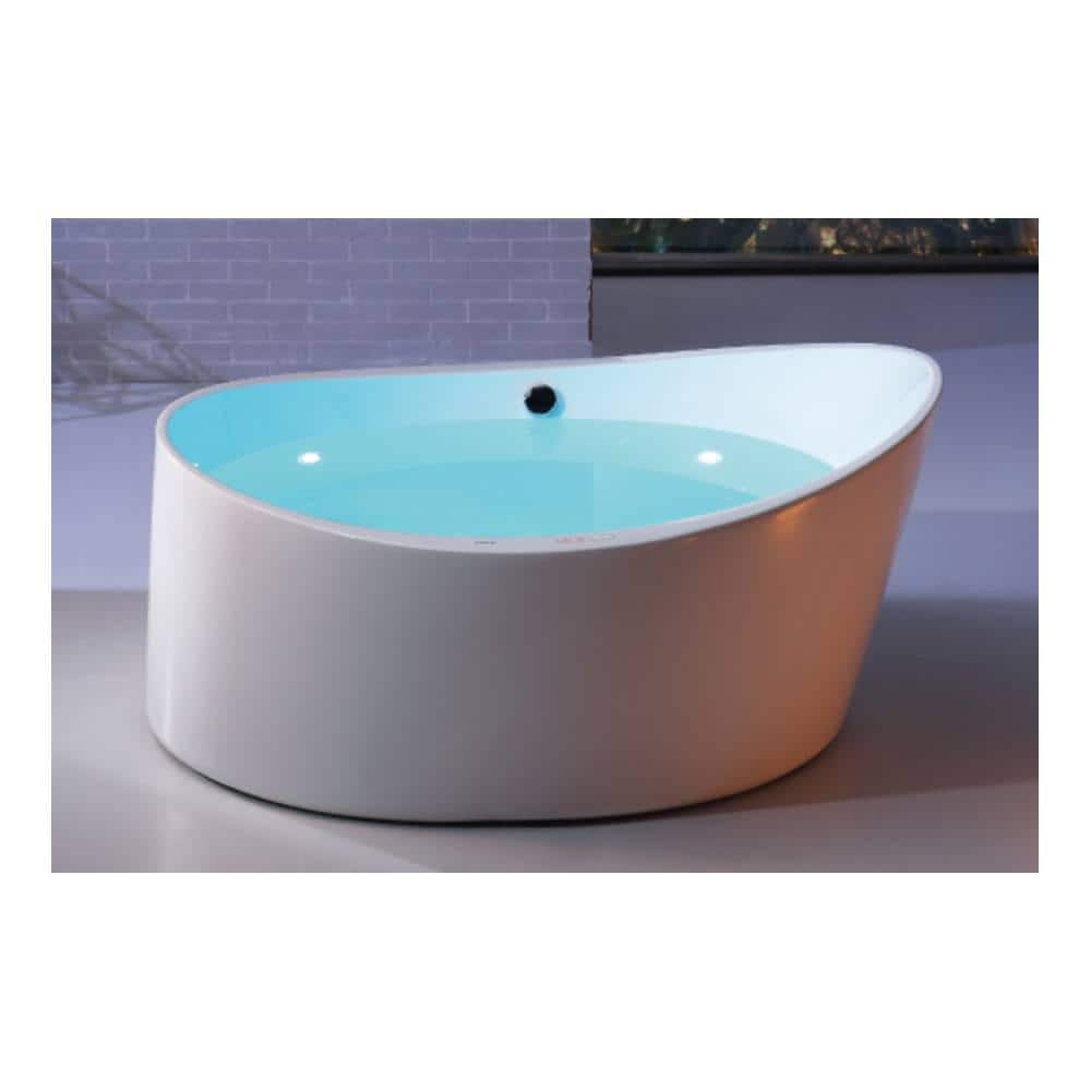 66'' Round White Acrylic Freestanding Air Bubble Bathtub