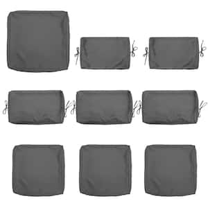 9-Piece 25.6 in. Outdoor Cushion Covers Grey