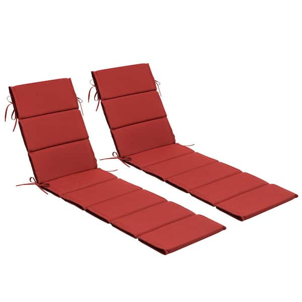 21 in. x 72 in. 2-Piece Outdoor Chaise Lounge Cushion Foldable Patio Pool Lounge Chair Cushions in Chili