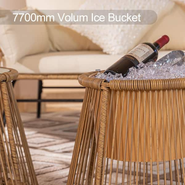 Rattan sofa set with ice 2024 bucket