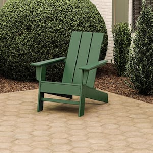 Grant Park Green HDPE Plastic Modern Adirondack Outdoor Chair