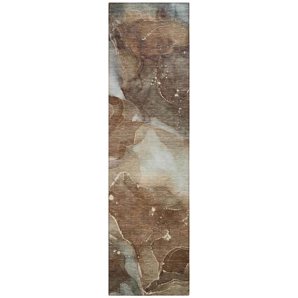 Brown 2 ft. x 8 ft. Woven Abstract Polyester Runner Indoor/Outdoor Area Rug price history on PriceWatchPro