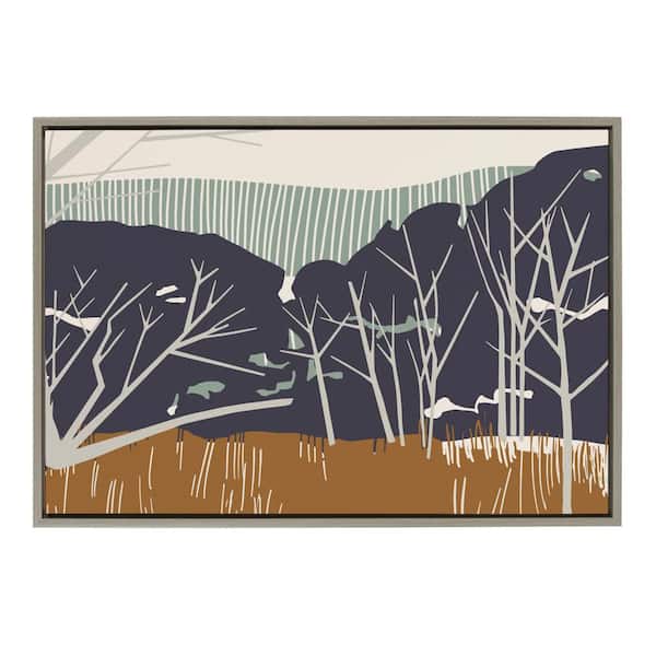 Kate and Laurel Sylvie Daily Walk Marsh Horizontal by Hannah Beisang Framed Canvas Landscape Art Print 23 in. x 33 in.