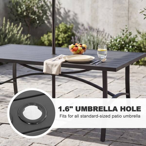 Nuu Garden Black Rectangle Aluminum and Iron Outdoor Dining Table